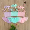 0-24M zomer prinses geboren baby baby meisje kanten kleding set ruches vest tops tule shorts outfits schattige kleding 210515