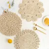 Mats & Pads Natural Table Mat Handmade Straw Woven Corn Husk Placemat Round Braided Heat Resistant Insulation Anti-Skidding Pad