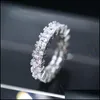 Bandringe Schmuck Weißgold überzogener klarer CZ-Zirkon für Frauen Mädchen Geschenke glänzender Kristall Hochzeit Verlobungsring Drop Lieferung 2021 93Bup