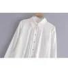 Blouse Women Blouses Summer Button-up Casual White Shirt Long Sleeve Shirts Ladies Asymmetric Hem Tops 210628