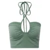 QuanRun Sexy Fashion Women Solid Strapless Bra Sleeveless Halter Crop Top Party Club Streetwear Spring Summer 210604