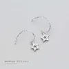 Mode belle étoile scintillante courte boucle d'oreille pour les femmes cadeau en argent Sterling 925 crochet bijoux fins accessoires 210707