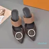 Toppkvalitet Lyxig designer stil patentläder högklackade skor kvinnor unika brev sandaler klänning sexiga klänning skor