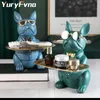YuryFvna French Bulldog Figurine med fack Skulptur Desk Storage Statue Dekorativa Coin Bank Home Inreda 210.811