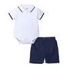 Bambino Preppy Style Set Neonato Boys Abbigliamento Set SET POLO TIVIUTO GIOCO ROMPERS GIOCO + PCKS Abbigliamento infantile Abbigliamento