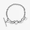 100% 925 Sterling Silver Charm Armband för kvinnor DIY Smycken Passa Pandora Pärlor Lady Present med Original Box T Hjärtform Armband