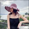 Wide Caps Hats, Scarves & Gloves Fashion Aessorieswide Brim Hats Summer For Women Raffia Knitted Breathable Foldable Sun Hat With Bow Protec