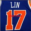 すべての刺繍17＃lin Blue Basketball Jerseyカスタマイズメンズ女性ユースベスト任意の番号xs-5xl 6xlベストを追加する
