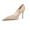 Dress Shoes Women Designer Sexy Rivets Pointed High Heels Luxury Rhinestone Senior Stiletto Pumps Evening Party 220308