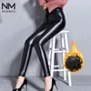 NORMOV Winter Cuir Legging chaud Plus Pantalon de velours pour Slim Taille haute Élasticité épaisse Polaire 211221