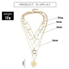 Boho Gold Crescent Herz Anhänger Halskette Für Frauen Multilayer Blatt Stern Kristall Schlüsselbein Ketten Halsband Weiblichen Schmuck Halsketten