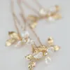 Pérolas de água doce jóias nupcial pinos clipes folha de ouro Headpiece Handmade mulheres peça de cabelo ornamento