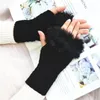 Cinq doigts gants diamant peluche tricot demi doigt femmes noir blanc marine gris kaki géométrique chaleur extérieur extérieur automne hiver