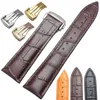 20mm 22mm Genuine Leather Watchbands Wiht Butterfly Deployment Clasp Watch Band Strap Bracelet Replacement Accessories