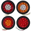 12V 16 LED-auto Rond Amber Rode Achterlichten Achter Mist Licht Stop Rem Rups Reverse Lamp voor Truck Trailer Vrachtwagen