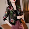 Sommar Chiffon Lace Print Jacket Kvinnor Långärmad Lösa Bomber Lady Toppar Kvinna Svart S Plus Storlek Kläder 210922