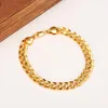 Örhängen Halsband Classics Modig Real 24K Gul Guld GF Mens Kvinna Bracelet Smycken Ställer in Solid Curb Chain Abrasion Resistant