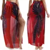 Chiffon Cover Up Skirt Swimwear Women Fashion Print Elegant Bikini Swimsuit Summer Sexy Split Beach Wear Long Women's