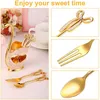 Guld Sliver Lyx metall Kaffe efterrätt Sked Set Swan Base Holder med 6st Glass Skedar Gafflar Teskedar Socker Salad Pature Suit