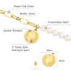 KRKC 2021 Luxus Custom Gold Überzogene Frauen Barock Half Perle Link Halskette Schmuck Große natürliche weiße Fröhmer Perle Halskette