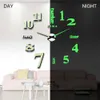 3D lumineux réel grande horloge murale se précipita miroir autocollant bricolage salon décor à la maison mode montres Quartz grand 4 210724