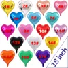 Hota Sale Love Heart Shape 18 tum Folie Ballong Födelsedag Bröllop Nyår Graduation Party Decoration Air Balloons DH0358