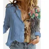 Casual Patchwork Floral Porträt Hemd Herbst Frauen Vintage Taste Langarm Blusen Lose Büro Hemd Femme Plus Größe Blusa X0521