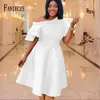 Elegancka impreza Sexy Eventing Women A-Line Sukienki Kobiet Ruffles Mini White Bodycon Plus Size Letnie Vestidos 210520