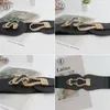 Riemen vrouwen retro breed tailleband merk goud gesp pu lederen cummerbunds voor damesjurk trui rekbare elastische taille riem fier2222