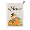 Happy Fall Banners Thanksgiving Double Sides Garden Flags 47*35cm Pumpkin Turkey Linen Flag Multistyle Home Decor A02