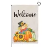 Happy Fall Banners Thanksgiving Double Sides Garden Flags 47 * 35cm Pumpa Turkiet Linne Flag Multistyle Heminredning A02