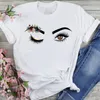 T-Shirt da donna Donna Dolce 2021 Abbigliamento Stile carino Ciglia Cartone animato Moda estiva Abiti adorabili Stampa Manica corta Magliette e camicette T-shirt