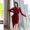 Elegant Women Dress Sexy Socialite Cross Neck Hollow Out Black Red Drape Asymmetric Mini Party Club Dresses 210608