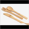 Conjuntos de louça cozinha jantar bar casa jardim louça ecofriendly bambu coreano talheres faca garfo colher 3pcsset portátil 8508854