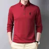 Polo in cotone di marca di alta moda di fascia alta nera da uomo coreana casual manica lunga bavero golf top uomo vestiti 220115