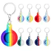 Rainbow Silicone Protector Cover with Key Chain for AirTags Colorful Liquid Anti-scratch Anti-fall Case Shell Air Tags Keychian