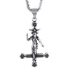 Pendant Necklaces Elfasio Men Stainless Steel Necklace Baphomet Goat Inverted Jewelry Satanic Satan Demon Devil Lucifer9702479