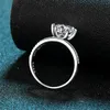 Utmärkt klippa diamanttest passerat d färg bra klarhet moissanit party ring kvinnlig silver 925 bröllop smycken