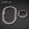 16mm Width Out Cuban Link Bracelet Chain Necklace Choker Hip Hop Jewelry For Men Chains