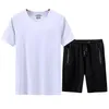 Camiseta casual de manga corta con diamantes de imitación para hombre Chándales de 2 piezas Pantalones cortos de diseñador - Camisas de cuello redondo de moda de verano y 1/2 pantalones