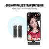 EP033A Wireless lavalier microphone with Charging compartment 300m Range Recording Vlog Youtube Live for iPhone Android