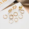 Cluster Rings Vienkim Fashion Hiphop Gold Chain Set For Women Girls Punk Geometric Simple Finger 2022 Trend Jewelry Party