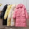 Inverno Donna Lungo Parka Moda Spessa Cappotto caldo con cappuccio Giacca imbottita in cotone solido femminile Streetwear Cappotti da donna 210515