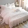 Yatak takımları yatak takımları kış dört parça set mercan kadife yatak etek pazen saf beyaz prenses feng shui kristal ev
