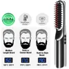 2 in1 Electric Cordless LCD Quick Beard Straightener Hair Brush Comb Curling Curler