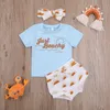 Clothing Sets Baby Girl Clothes 0-24 M Toddlers Summer Beachwear Short Sleeves T-Shirt + Sunshine Briefs Hairband For Girls