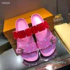 Designer Women Sandals Fashion Womens Platform Gingham Slippers Brown Purple Black Pink Girls Beach Slides