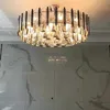 Pendant Lamps Modern Luxury Living Round K9 Led Chandelier E14 Hanging Lamp Dinning Line Lustre Clear Crystal Suspend Black Droplight