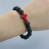 Bracciali Prezzo di fabbrica Bracciali con croce di roccia lavica Braccialetti di pietra naturale con occhio di tigre in pietra smerigliata turchese per regalo da donna