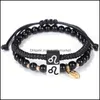 Braccialetti con ciondoli Gioielli Doppio strato Costellazione Bracciale Retro Zodiaco Astrologia Intrecciato Regalo per le donne Ragazze Consegna di goccia 2021 Rjkge